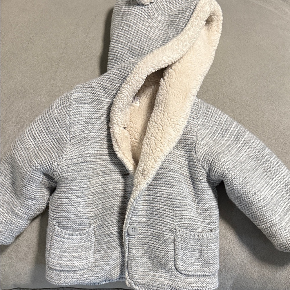 GAP Baby Grey Sherpa Hooded Jacket